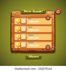 Image of wooden windows user interface. New rank.