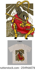 image of a working king in ancient Chinese mythology who disrupted the celestial empire, named Sun Wukong