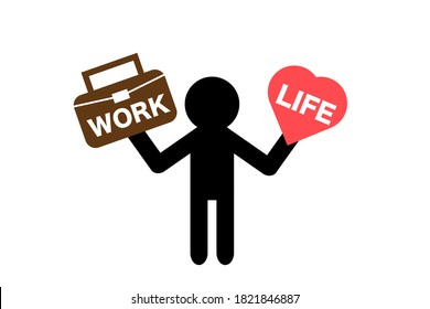 Image of work-life balance. Vector illustration.