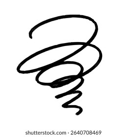 Image of worry and frustration. Iconic illustration of mulling and stressed emotions. Spiral drawn with hand-drawn lines.