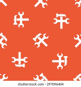 Image of wrench and hammer, repeated on orange background