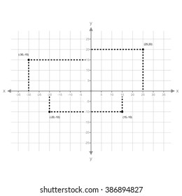 image of x and y axis with numbers vector isolated on white 