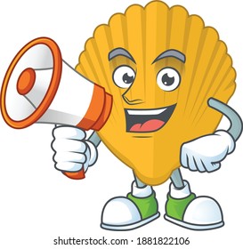 An image of yellow clamp cartoon design style with a megaphone. Vector illustration
