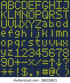 Image of yellow digital alphabetic and numeric characters