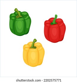 Bild von gelben, grünen und roten Paprika. Vektorgrafik-Design