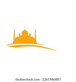 Image of a yellow mosque on a white background.