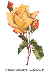 An image of a yellow rose. Vector