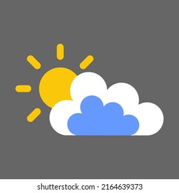 Ein Bild einer gelben Sonne hinter einer Wolke versteckt.