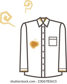 Image of yellowing stains on clothes Simple line drawing illustration material