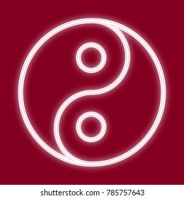 The image of Yin and Yang. Icon with the effect of neon glow. The symbol of the Chinese new year.