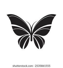 The image you uploaded is a black-and-white vector silhouette of a butterfly. The butterfly has an elegant and symmetrical wing design, with intricate cut-out patterns on its wings.