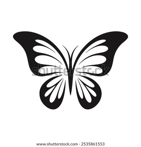 The image you uploaded is a black-and-white vector silhouette of a butterfly. The butterfly has an elegant and symmetrical wing design, with intricate cut-out patterns on its wings.