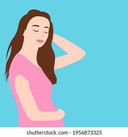 Image of a young beautiful pregnant girl. Vector illustration.