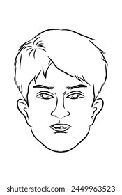 image of a young man's face on a white background