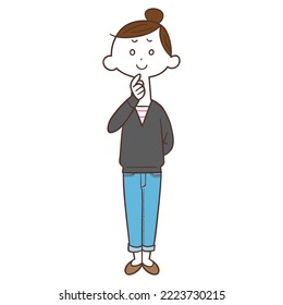 The image of a young woman thinking