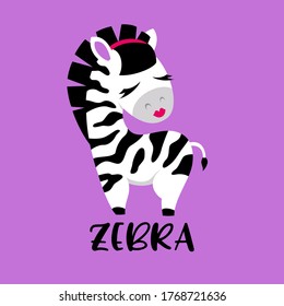Image of a zebra. Children's illustration. Character. Vector.