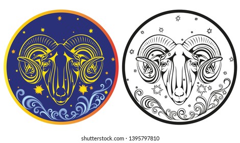 image of the zodiac sign - Aries, which can be used for tattoos, illustrations, creating your own logo.
