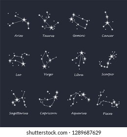 Zodiac Signs Vector Set Astrology Horoscope Stock Vector (Royalty Free ...