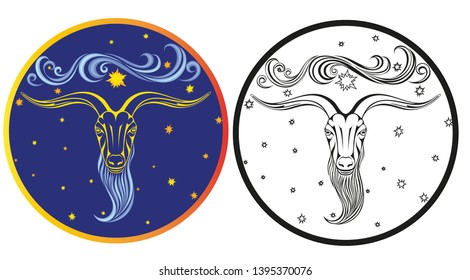 image of the zodiacal sign - Capriog, which can be used for tattoos, illustrations, creating your own logo and so on.
