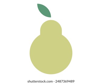 Imagem flat fruta pera. Pear fruit flat image.