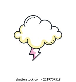 imagen vectorial de nube con un rayo  con fondo blanco