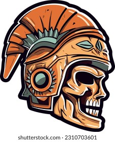 images of ancient and fierce warriors, skull with helmet