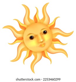 Images of a bright animated sun in the style of old images on the maps, a cartoon sun, a symbol of heat, drought