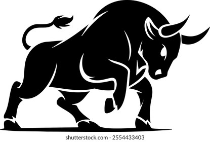 Images of Bull Silhouette Art. Dynamic pose.