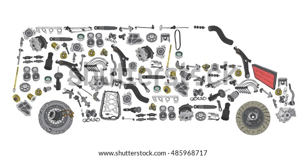 Images Bus Assembled New Spare Parts Stock Vector (Royalty Free ...