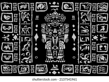 Images of characters of ancient American Indians.The Aztecs, Mayans, Incas.

Signs and symbols of the ancient world.