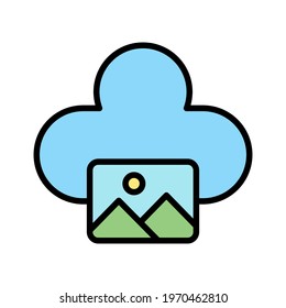 Images, cloud, download icon vector image. Can also be used for network and data sharing. Suitable for use on web apps, mobile apps and print media.