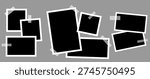 Images collage template with photo frames with sticky tape.
