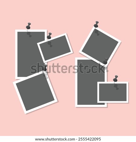 Images collage template with photo frames pink background. collage templates, birthday collage, collage art