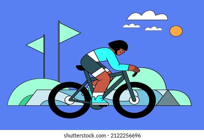 Las imágenes están diseñadas con vectores. un hombre en bicicleta