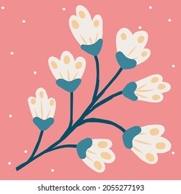 Images with flowers, leaves, bushes, and plants. Vector illustration in simple flat style with texture. Earth Day. Collection of tree, flower, leave, and bush illustration. Growing plants.