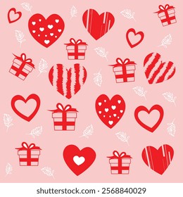 Images of hearts and gifts on Valentine's Day