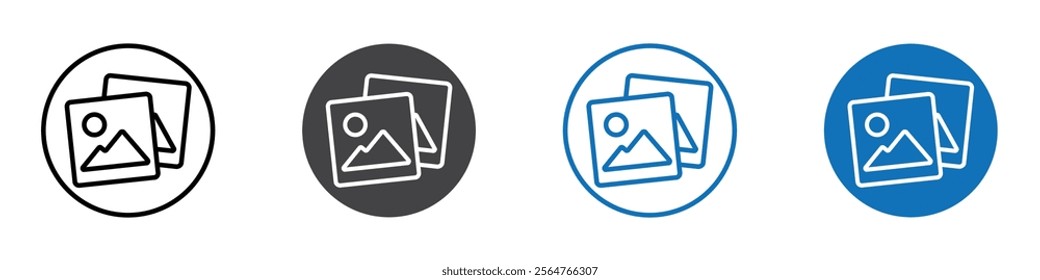 Images icon flat editable icon mark set.
