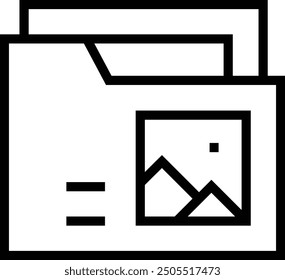 Icono de Imágenes. Diseño de estilo lineal delgado aislado sobre fondo blanco