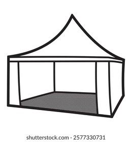 images of large cone tents black and white line art