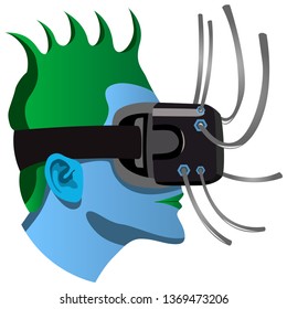 Images of a man from the future, partially robot, cyberpunk, Vector isolated on white background