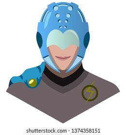 Images of a man from the future, partially robot, cyberpunk, Vector isolated on white background