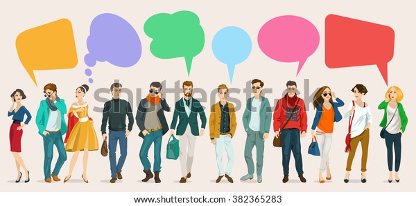 Images Modern Humans Leading Dialogue Colorful Stock Vector (Royalty ...