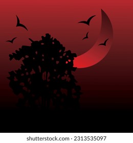 Images of moon designs at dusk are suitable for bedspreads and pillows and t-shirts