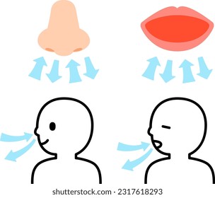 Images of nasal and mouth breathing