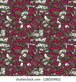 Images on a black, purple and brown colors Vector illustration. Seamless pattern Elegant decorative ornament for fashion print, scrapbook, wrapping paper, wallpaper.