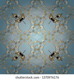 Images on a neutral, blue and brown colors Vector illustration. Elegant decorative ornament for fashion print, scrapbook, wrapping paper, wallpaper.