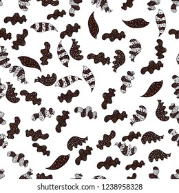 Images on a white, brown and black colors Vector illustration. Seamless pattern Elegant decorative ornament for fashion print, scrapbook, wrapping paper, wallpaper.