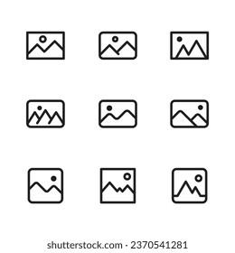 Images, picture, gallery icon set line art style