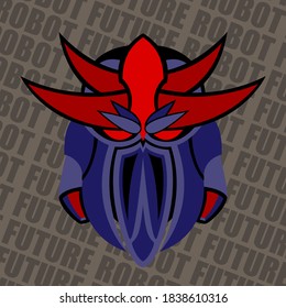 Images of a robot's head from the future, a helmet from the future. Images for various purposes, games, websites, and more. Vector illustration.