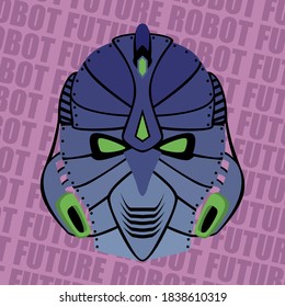 Bilder eines Roboterkopfes aus der Zukunft, eines Helms aus der Zukunft. Bilder für verschiedene Zwecke, Spiele, Websites und mehr. Vektorgrafik.